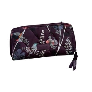 Vera Bradley Quilted Floral Wallet in Plum with Multicolor Blooms